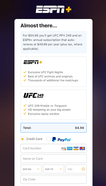 ESPN-UFC-249-détails-de-paiement