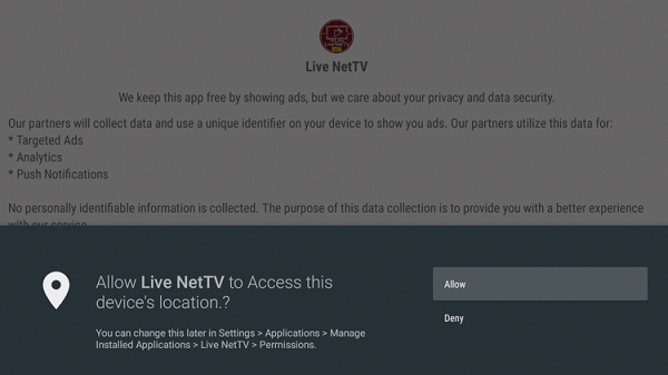 FireStick using Live Net TV