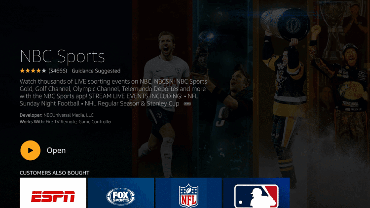 Nbc discount sports firestick