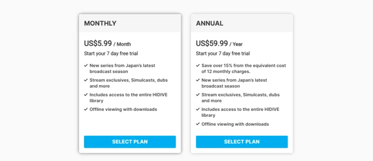 hidive-pricing-plans