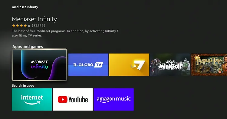 install-and-watch-mediaset-infinity-on-firestick-using-amazon-appstore-4