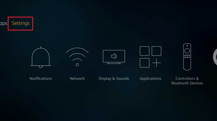 Settings option on FireStick 2016-2020 interface