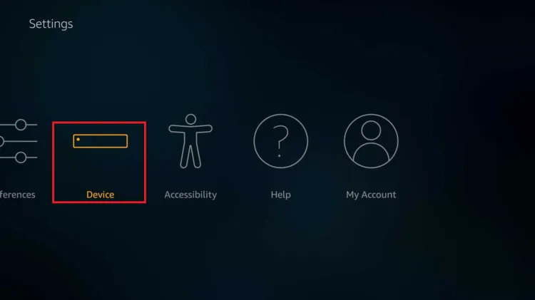 Device option on FireStick 2016-2020 interface